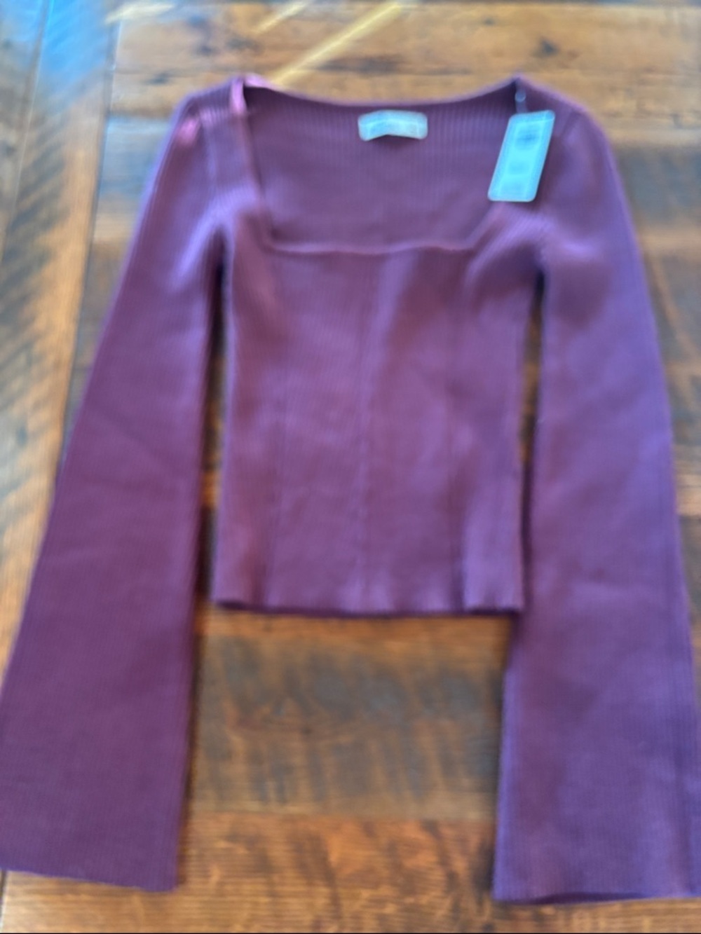 Hollister Ribbed Square Neck Top - Deep Plum